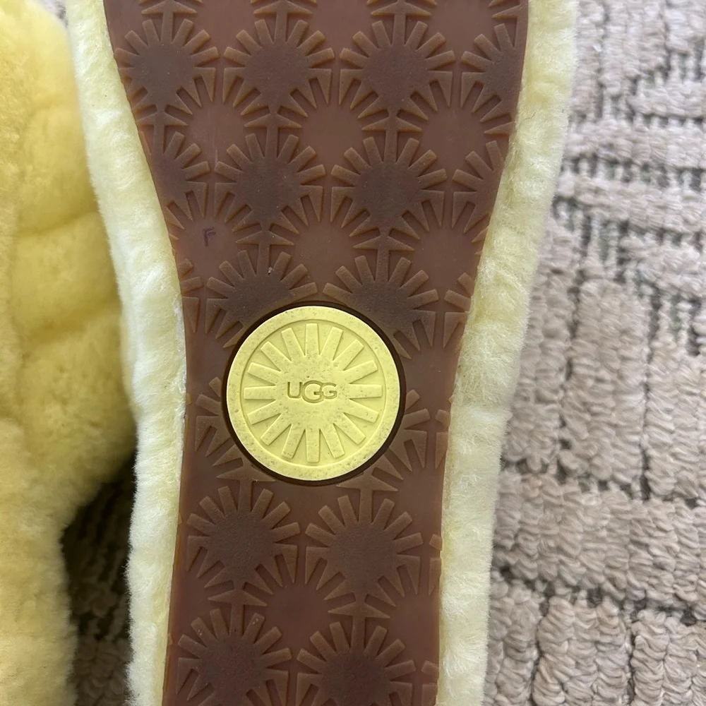 UGG Neon Soft Yellow Fluffy Slides size 11 - Picture 8 of 11
